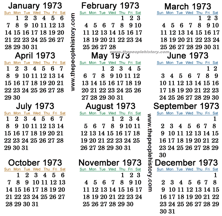 1973 June Calendar