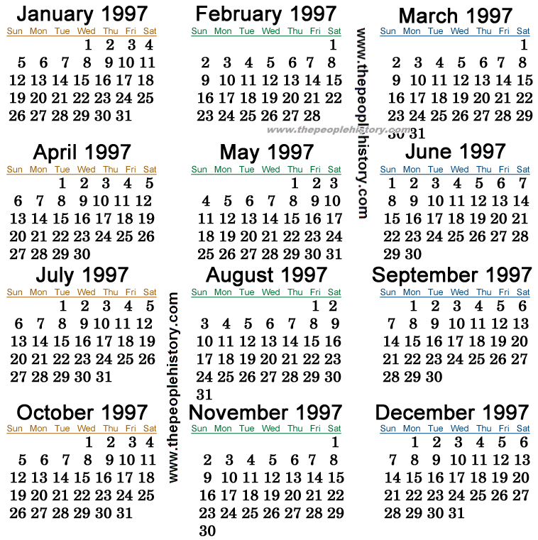 Calendar 1997 New Calendar Template Site