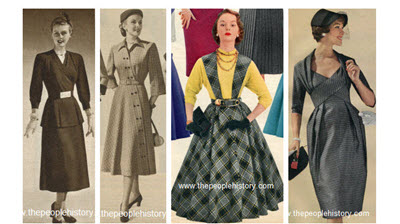 Clothes and men's and ladies fashions in the 1950's prices and
