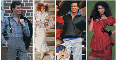 Clothes and men's and ladies fashions in the 1980's prices and
