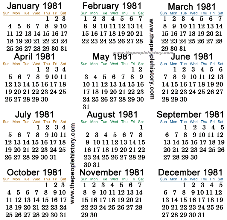 Calendar June 1981